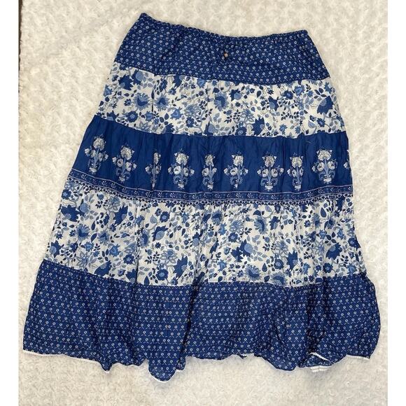 Lauren Ralph Lauren Floral Tiered Boho Maxi Skirt, Peasant, Prairie, XL - Picture 1 of 5